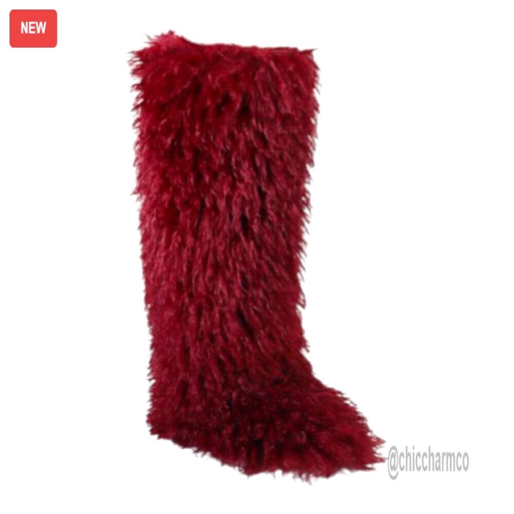 Over the Knee Faux Fur Boots, Flat Winter Snow Boots, Thigh High